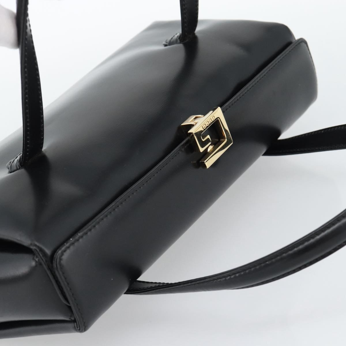 GUCCI Hand Bag Leather Black Gold 000 1448 0539 Auth 191040A
