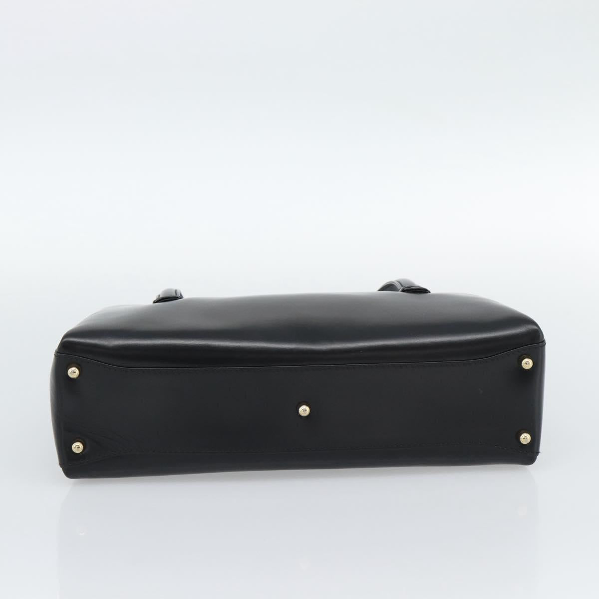 GUCCI Hand Bag Leather Black Gold 000 1448 0539 Auth 191040A