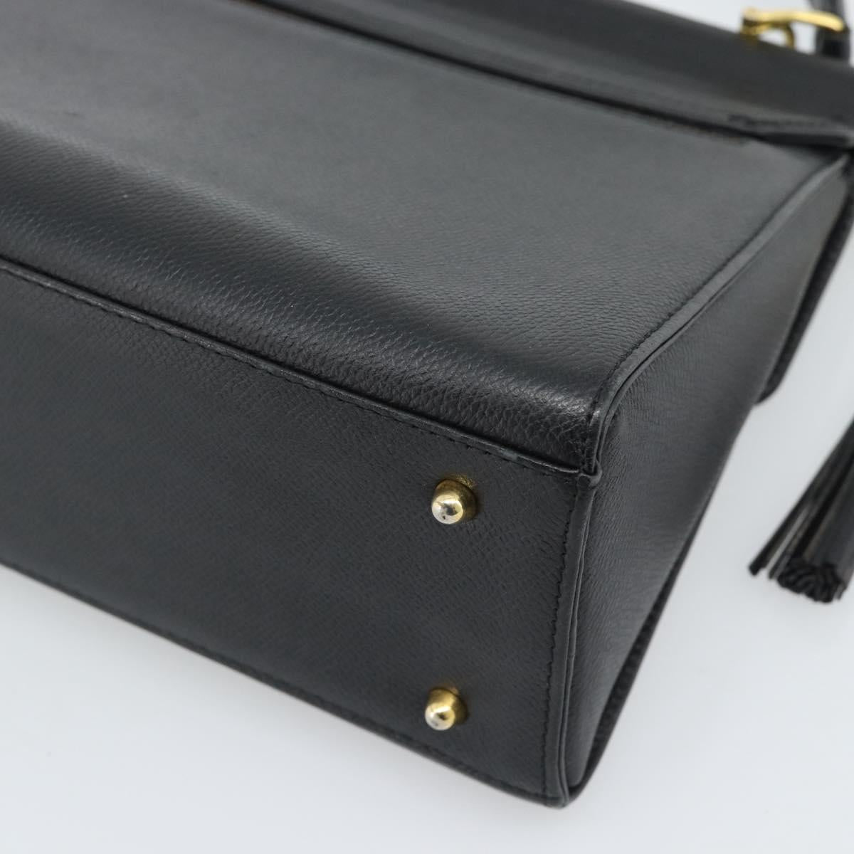 VALENTINO Hand Bag Leather Black Gold Auth 191042A