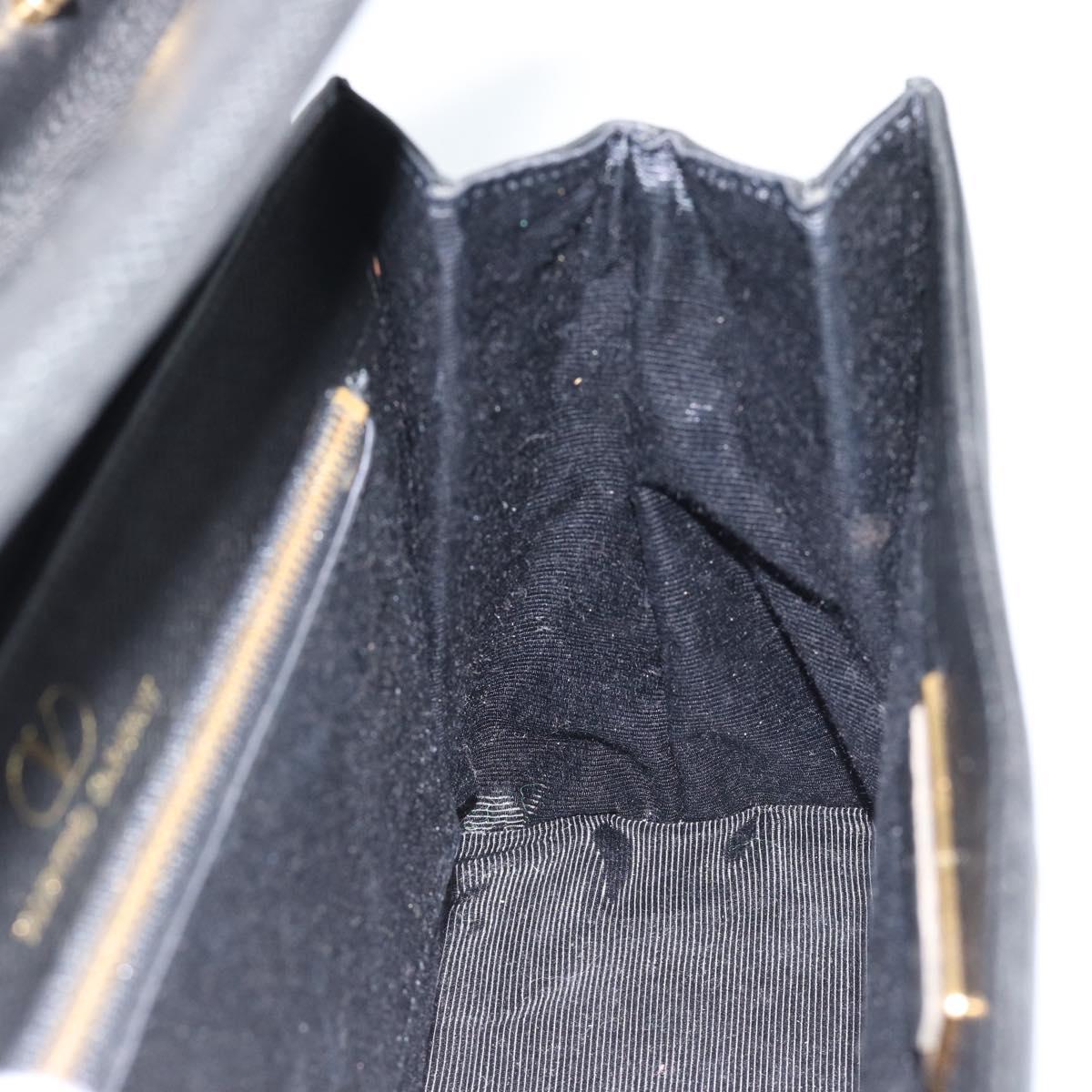 VALENTINO Hand Bag Leather Black Gold Auth 191042A