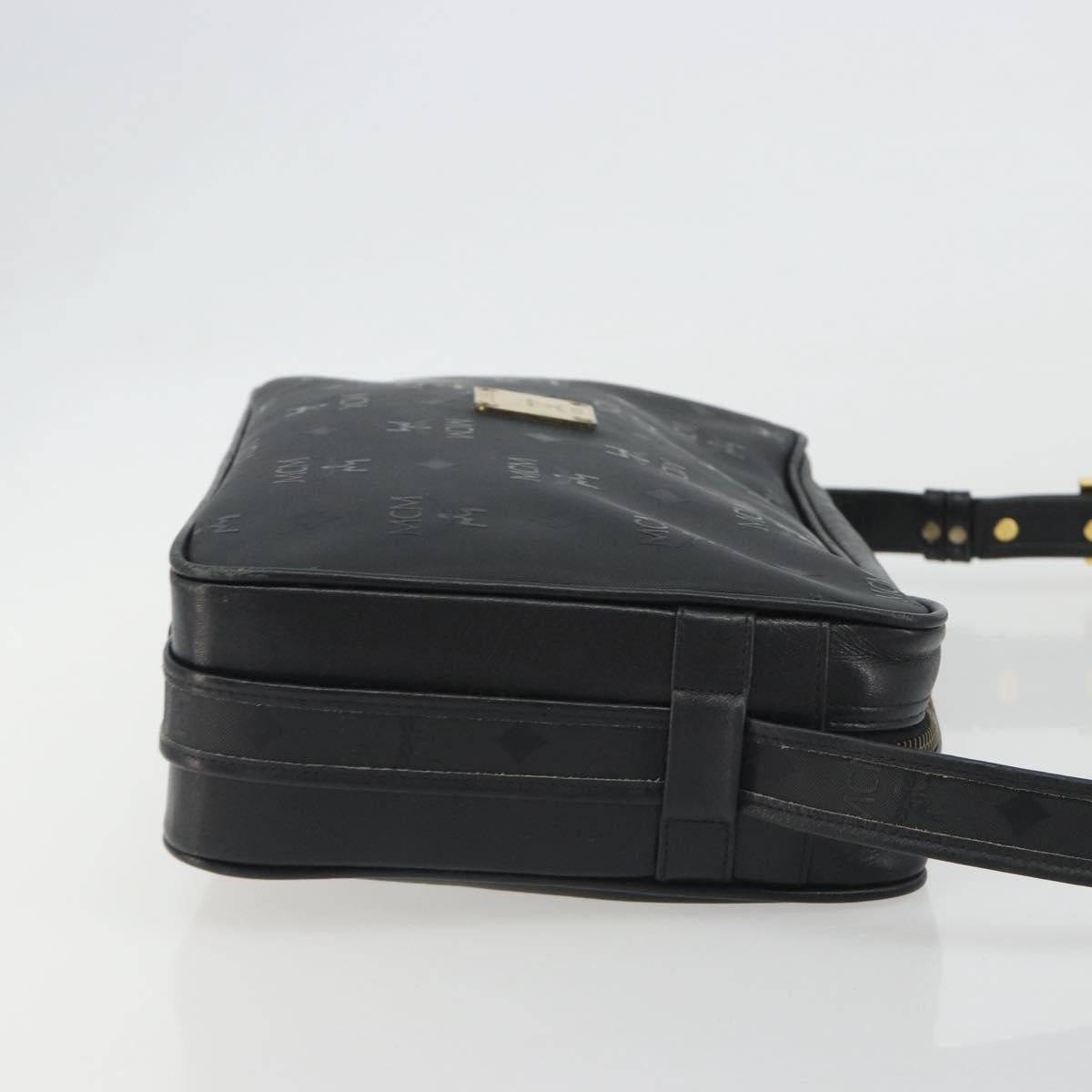 MCM Vicetos Shoulder Bag PVC Leather Black Gold Auth 191049
