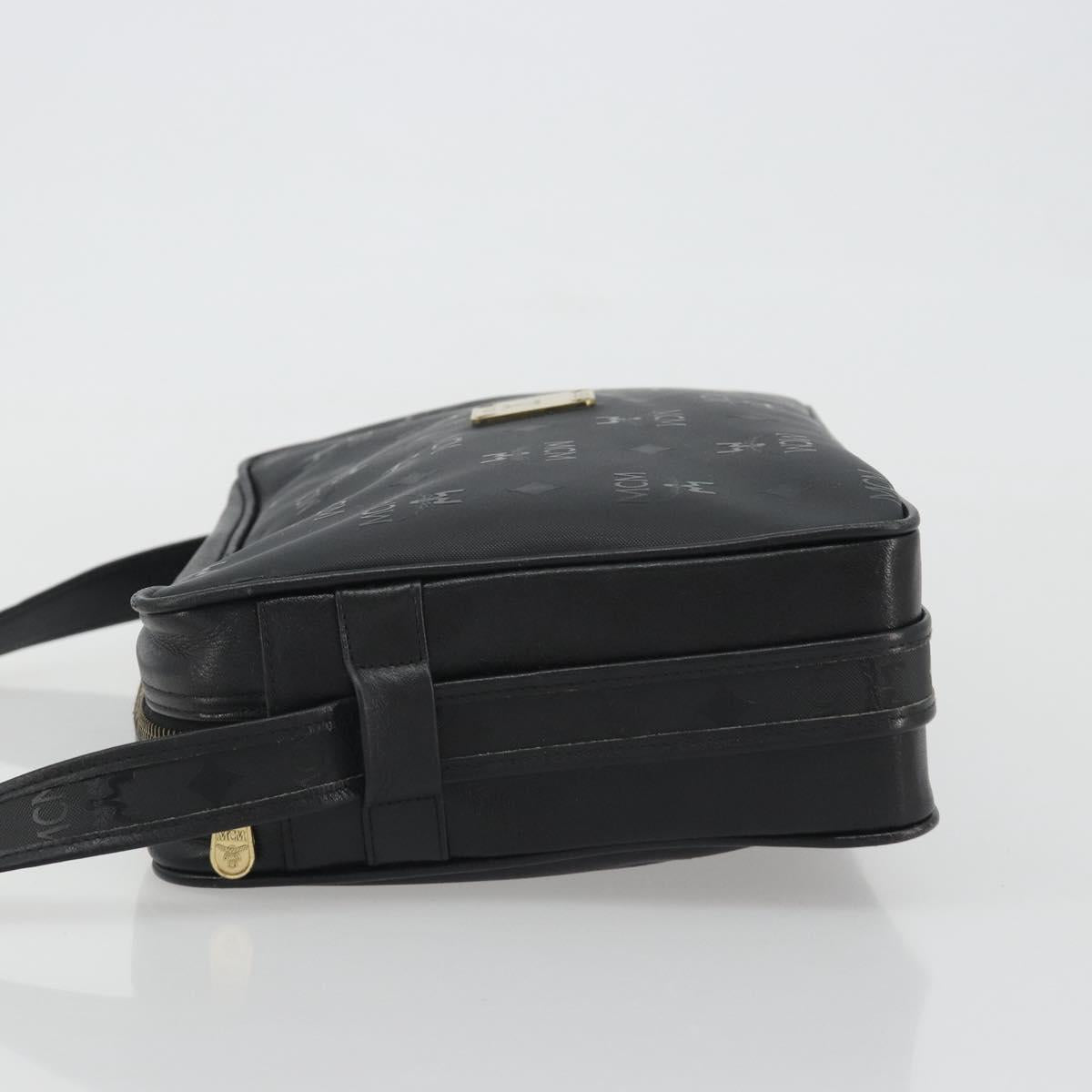 MCM Vicetos Shoulder Bag PVC Leather Black Gold Auth 191049