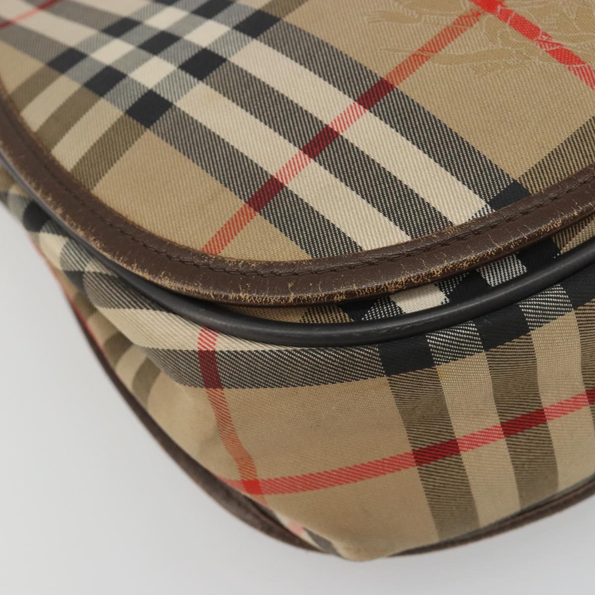 Burberrys Nova Check Shoulder Bag Canvas Beige Gold Auth 191050