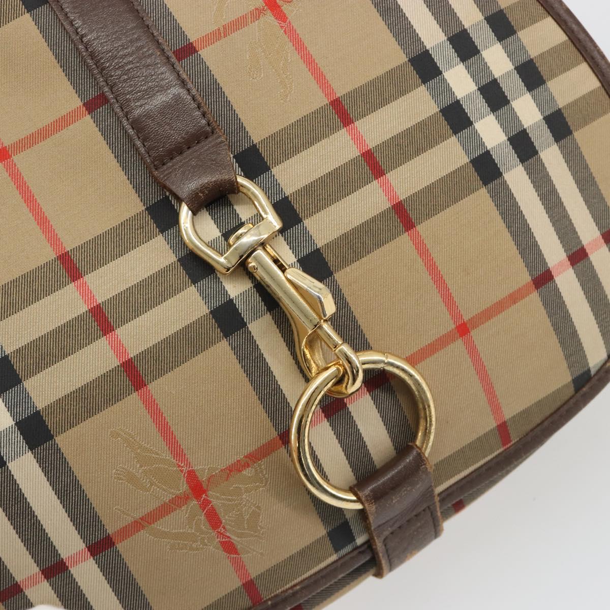Burberrys Nova Check Shoulder Bag Canvas Beige Gold Auth 191050