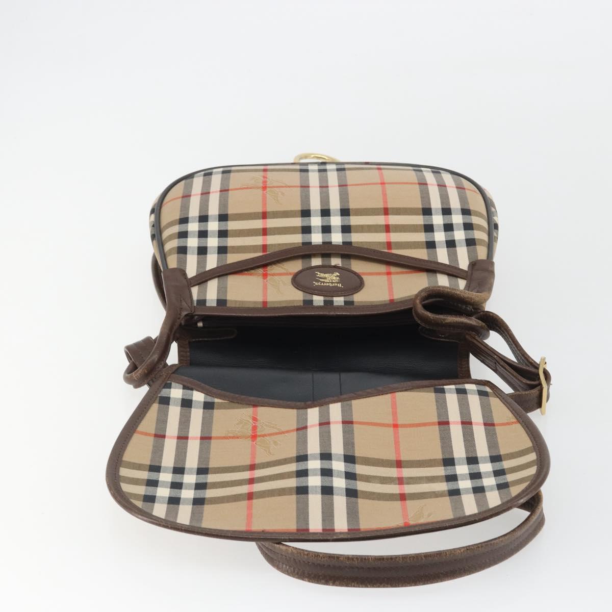 Burberrys Nova Check Shoulder Bag Canvas Beige Gold Auth 191050