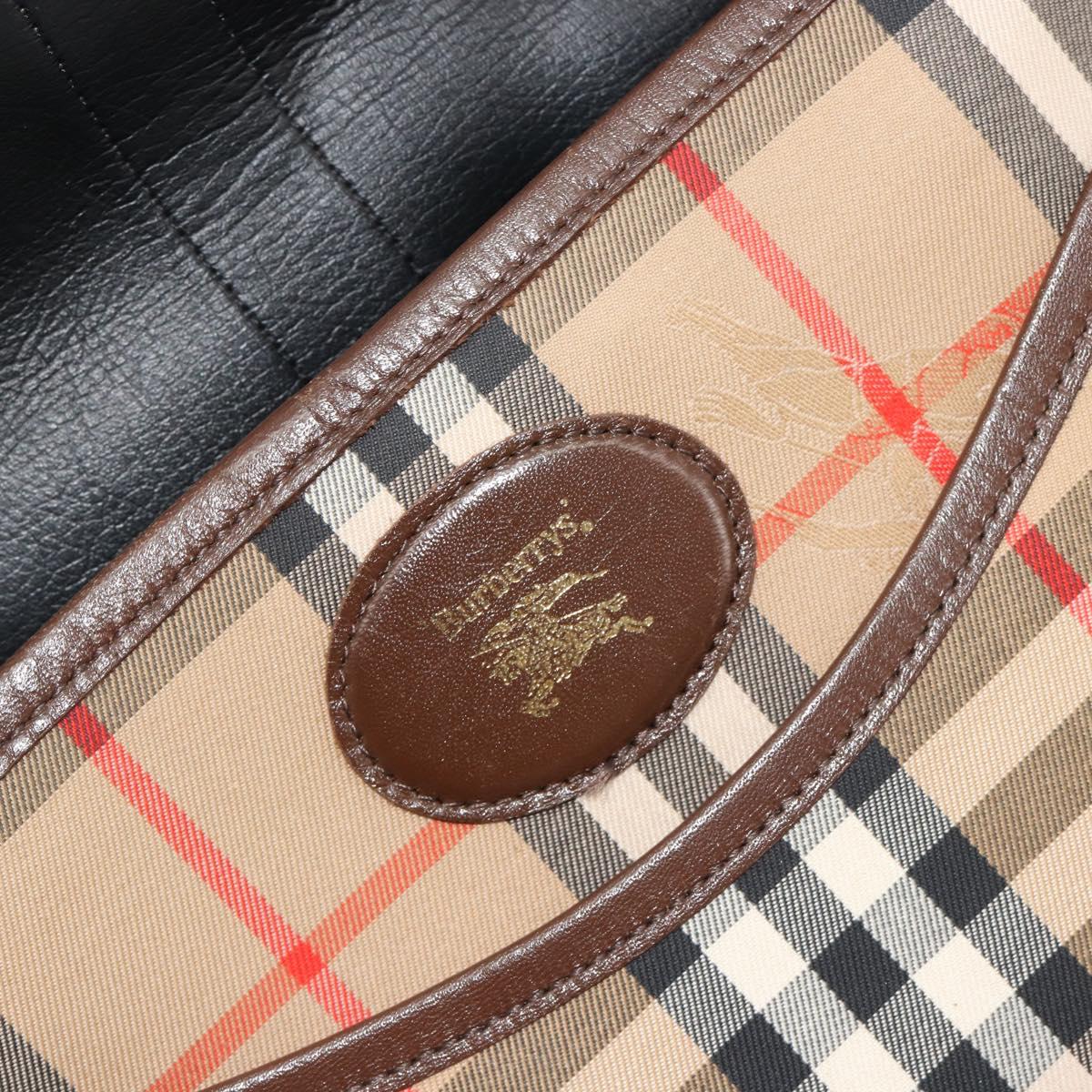 Burberrys Nova Check Shoulder Bag Canvas Beige Gold Auth 191050