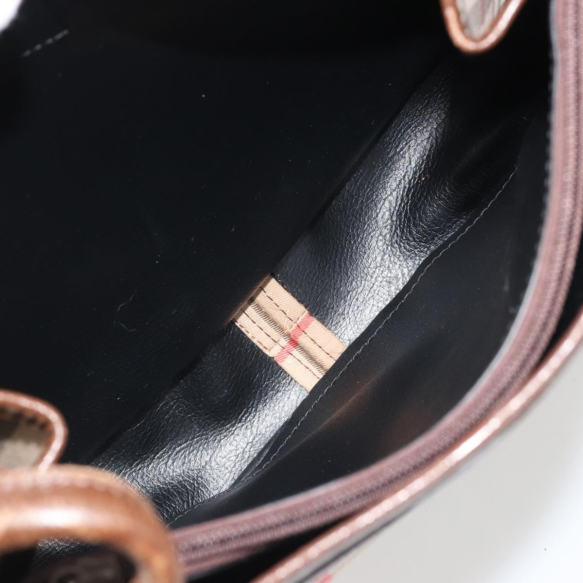 Burberrys Nova Check Shoulder Bag Canvas Beige Gold Auth 191050