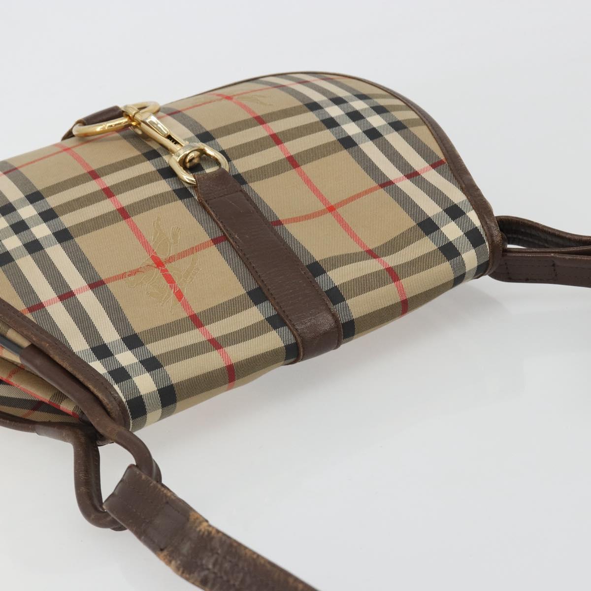 Burberrys Nova Check Shoulder Bag Canvas Beige Gold Auth 191050