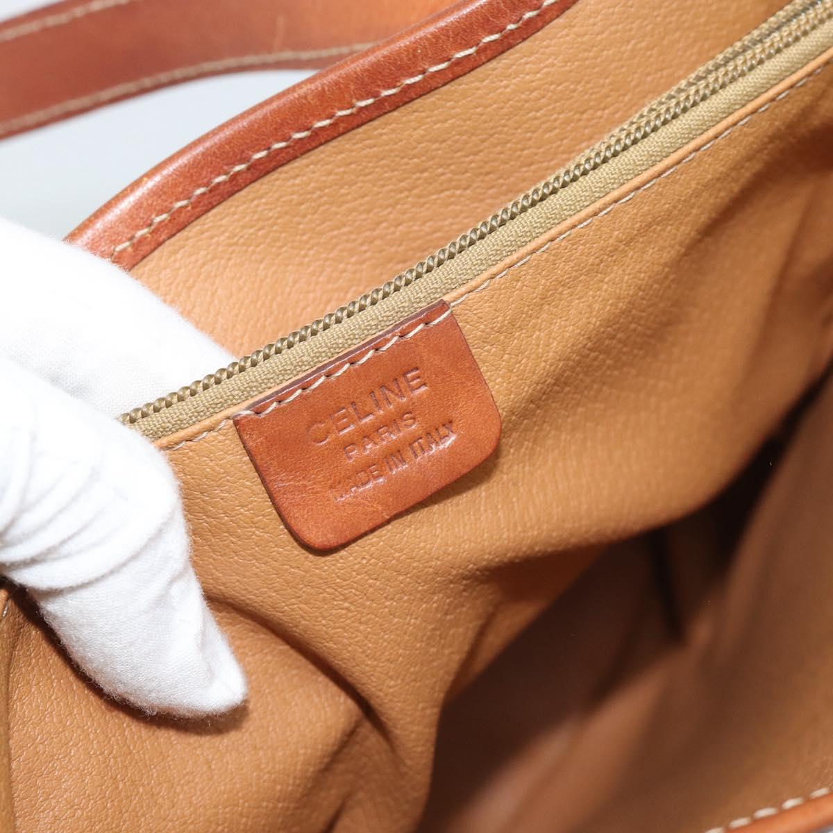 CELINE Macadam Canvas Shoulder Bag PVC Leather Brown Gold Auth 191052