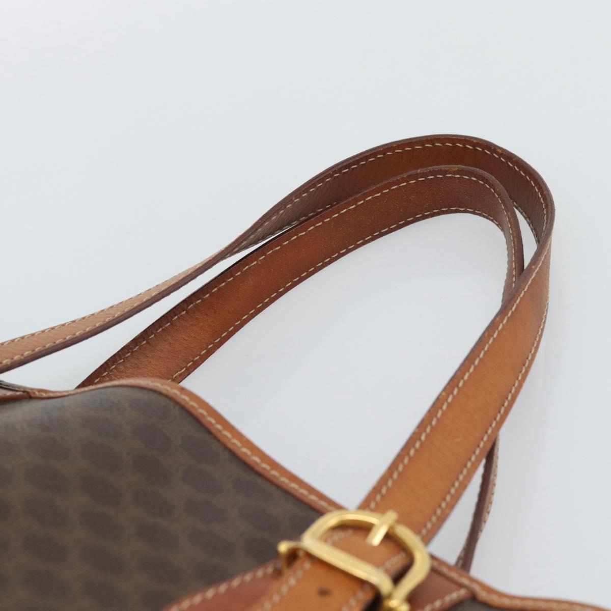 CELINE Macadam Canvas Shoulder Bag PVC Leather Brown Gold Auth 191052