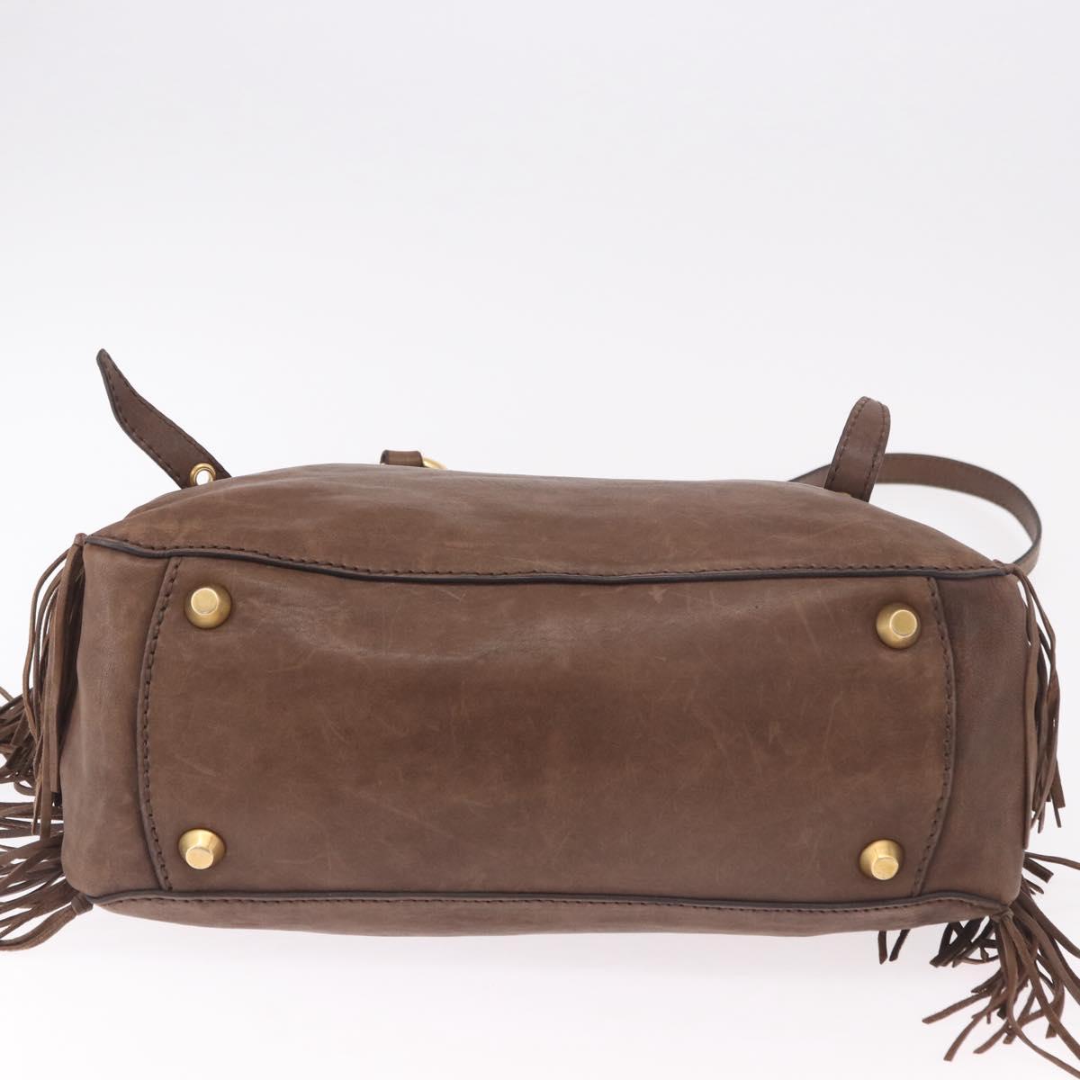 Miu Miu Hand Bag Leather 2way Brown Gold Auth 191056SAV