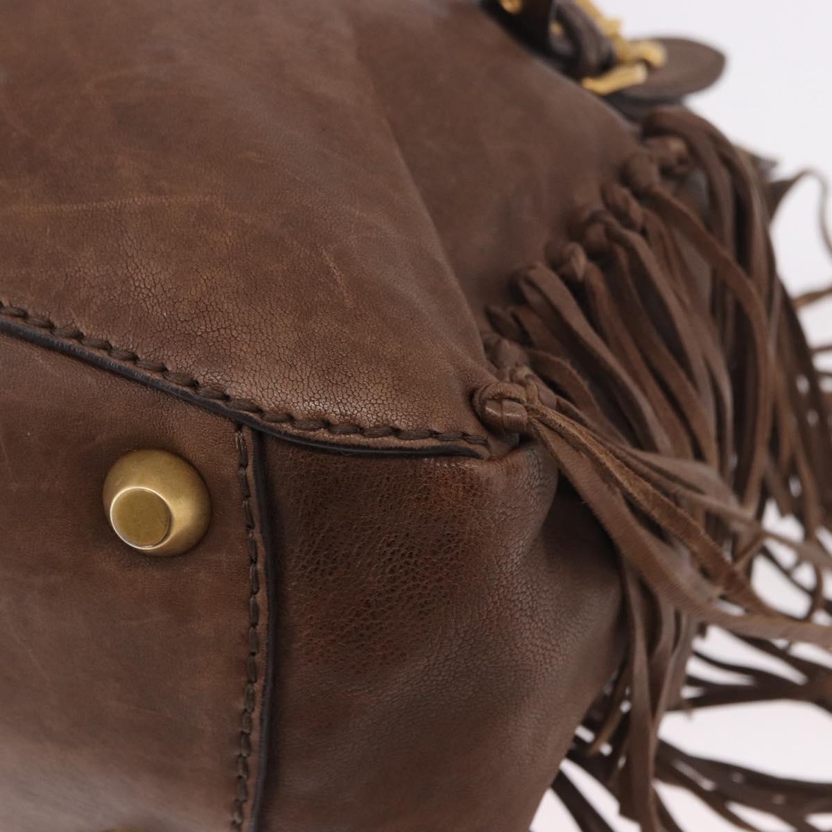 Miu Miu Hand Bag Leather 2way Brown Gold Auth 191056SAV