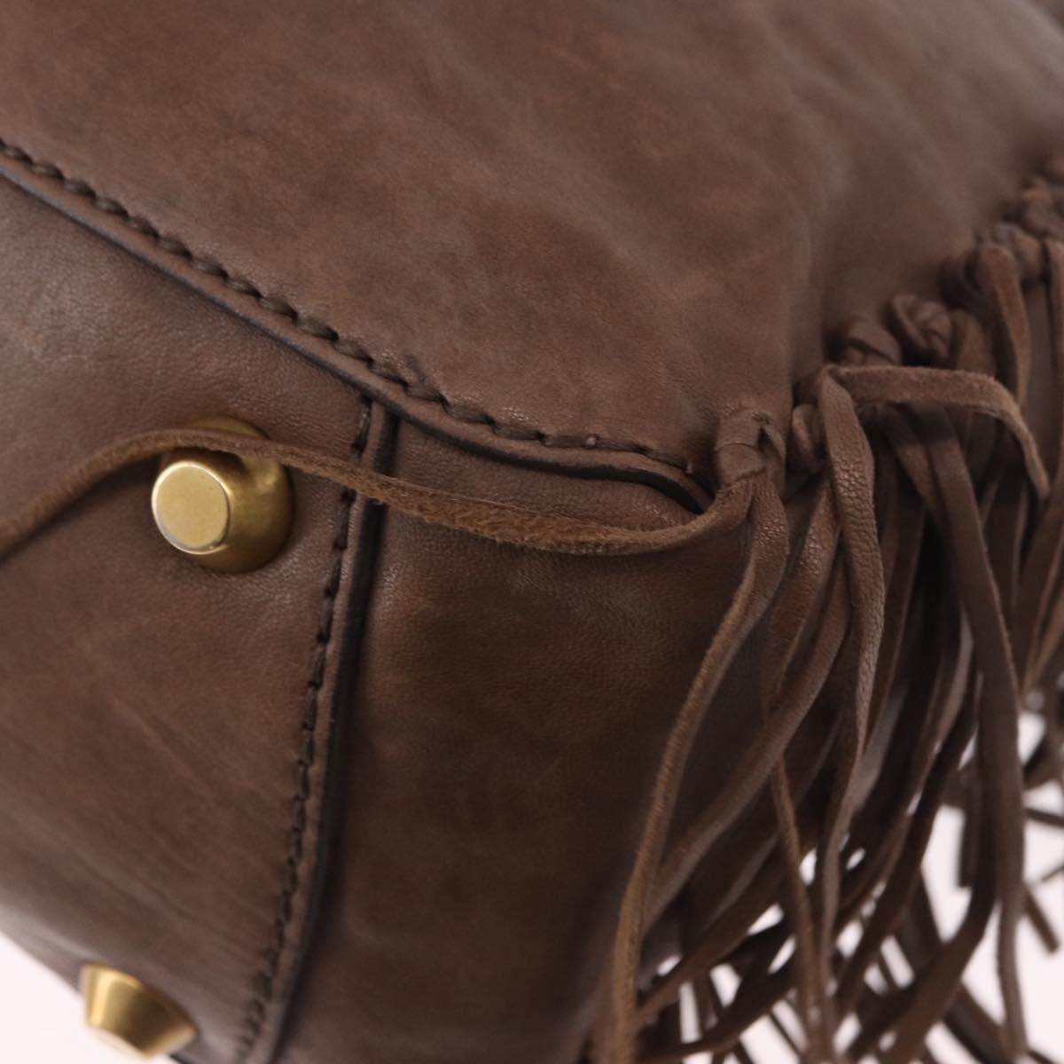 Miu Miu Hand Bag Leather 2way Brown Gold Auth 191056SAV