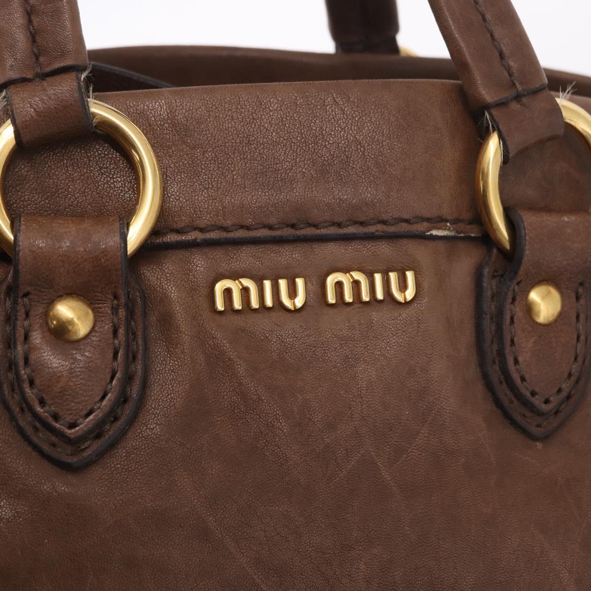 Miu Miu Hand Bag Leather 2way Brown Gold Auth 191056SAV
