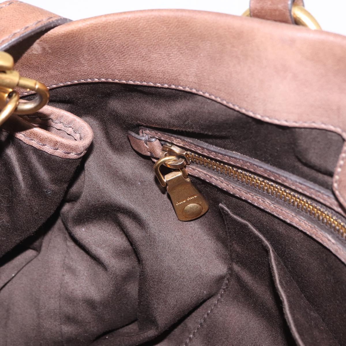 Miu Miu Hand Bag Leather 2way Brown Gold Auth 191056SAV