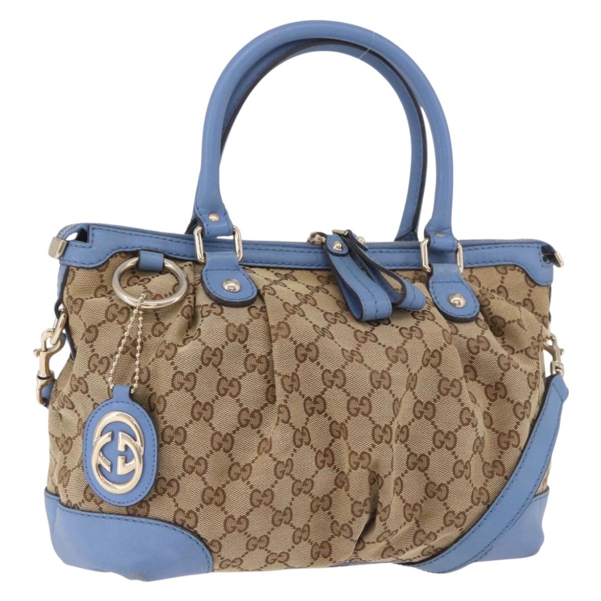 GUCCI GG Canvas Sukey Hand Bag 2way Beige Gold 247902 Auth 191057