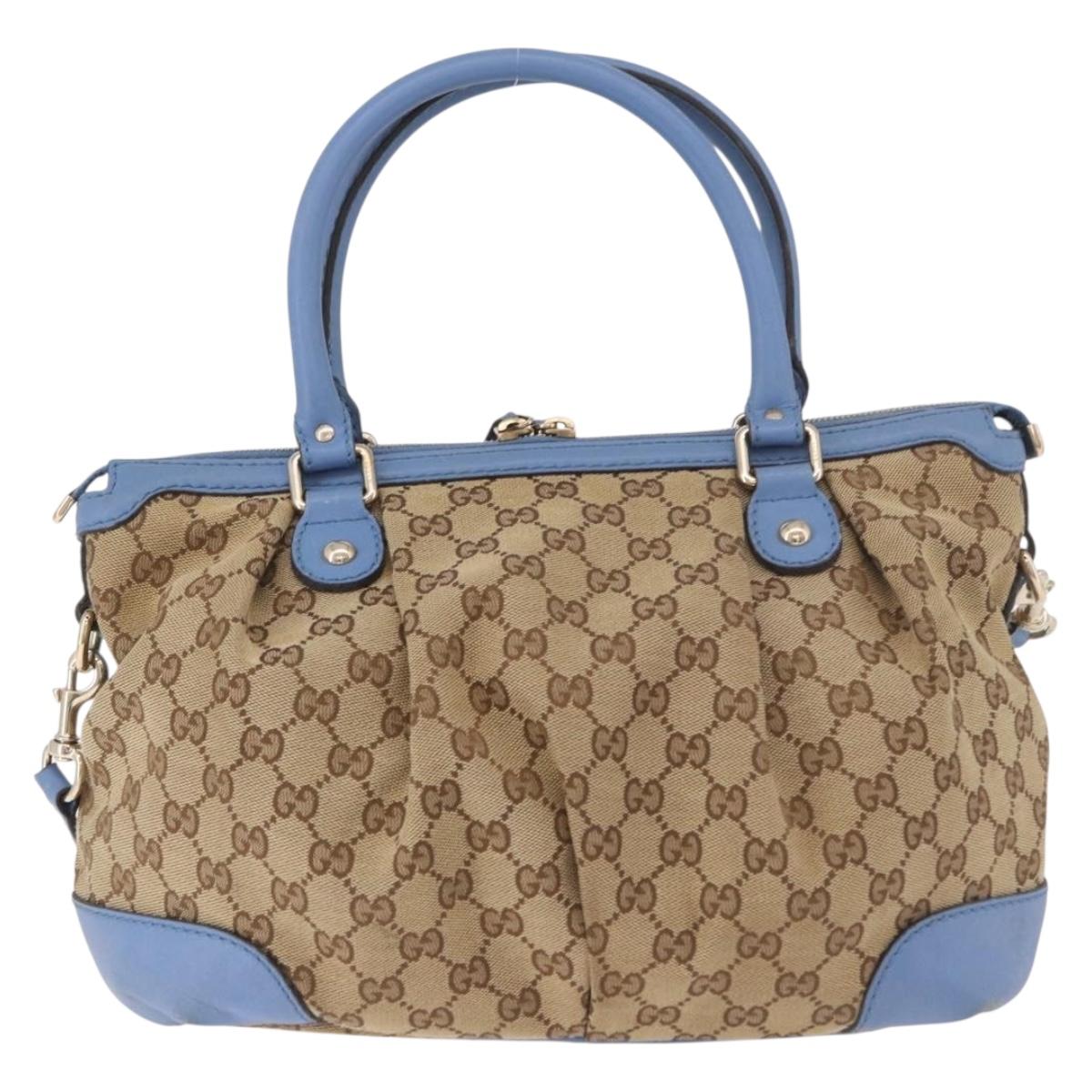 GUCCI GG Canvas Sukey Hand Bag 2way Beige Gold 247902 Auth 191057