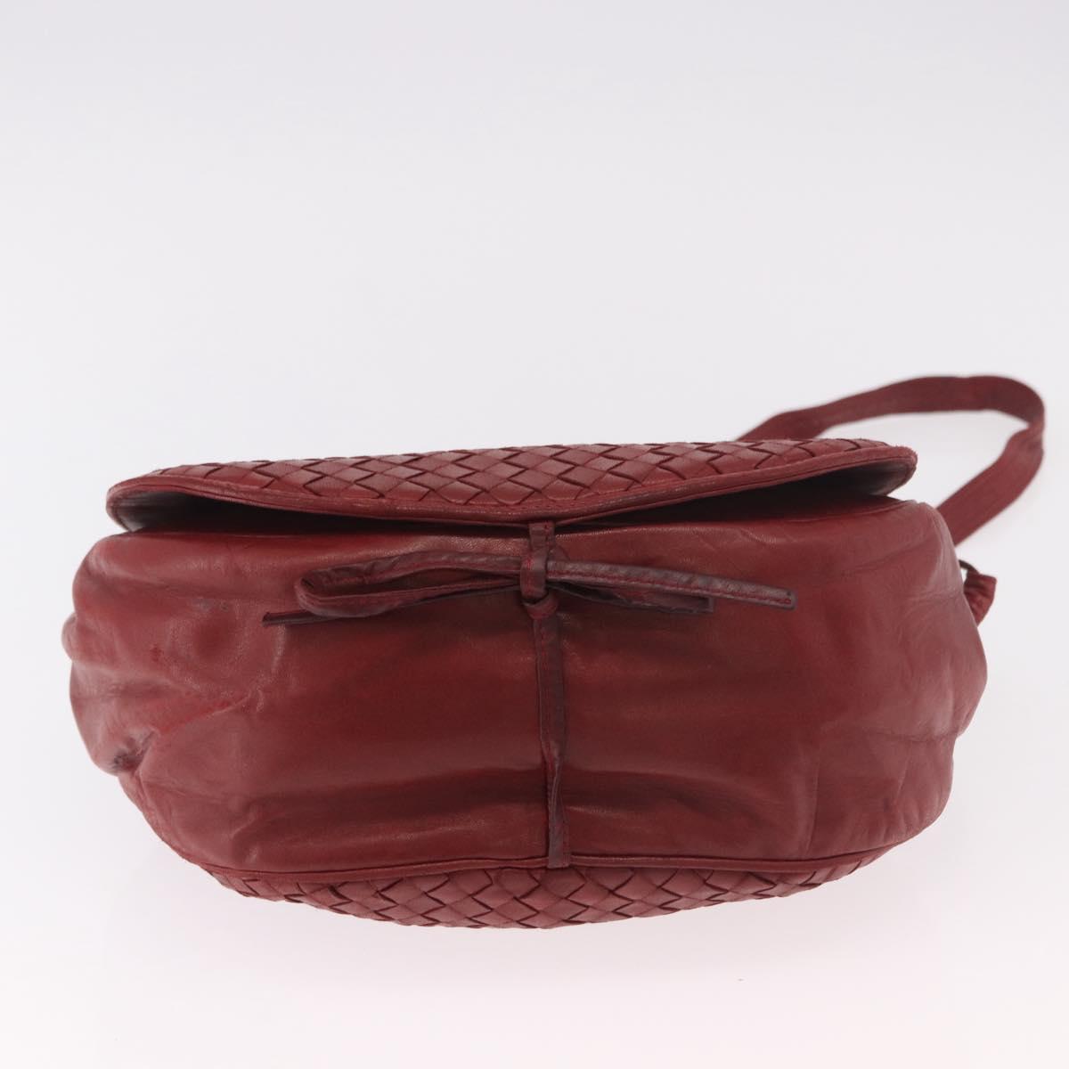 BOTTEGA VENETA INTRECCIATO Shoulder Bag Leather Red Auth 191059