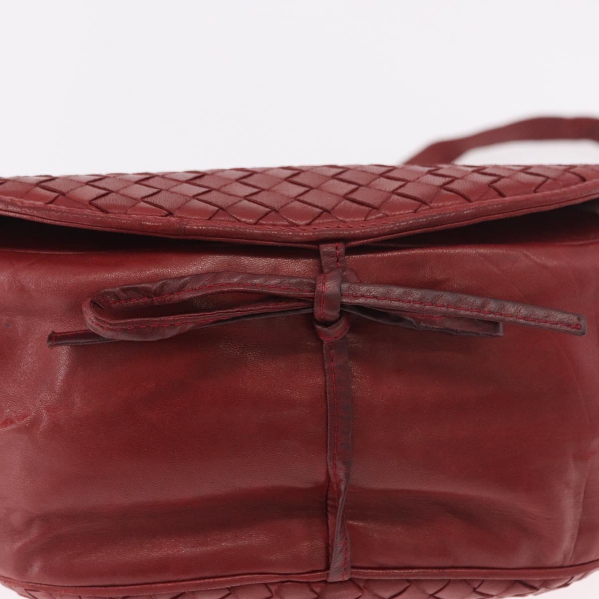 BOTTEGA VENETA INTRECCIATO Shoulder Bag Leather Red Auth 191059