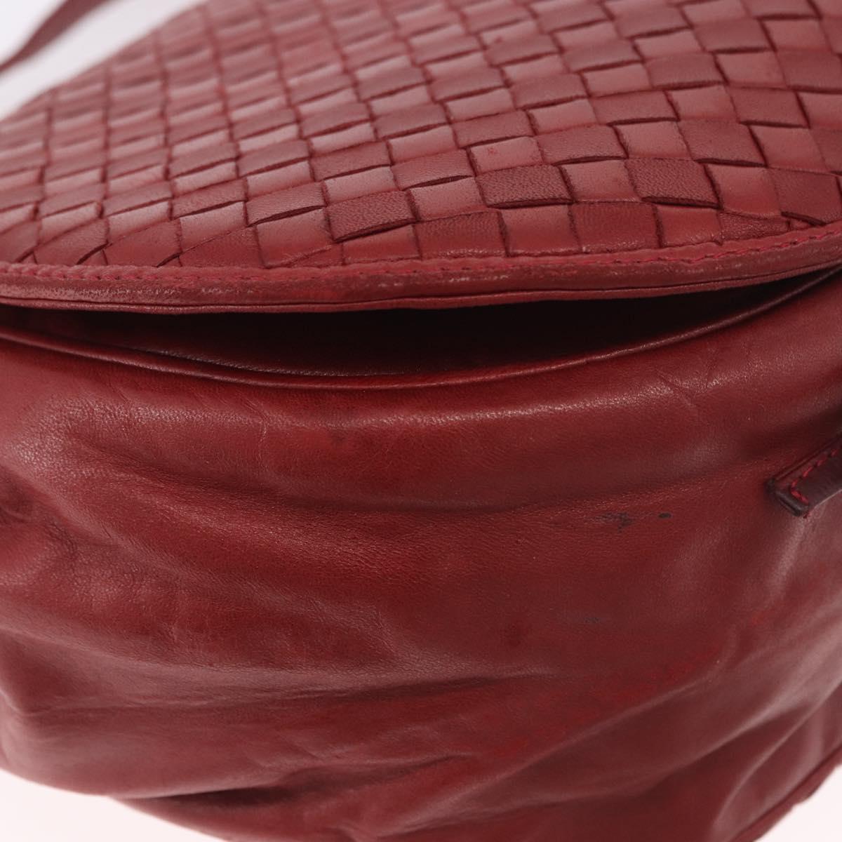 BOTTEGA VENETA INTRECCIATO Shoulder Bag Leather Red Auth 191059
