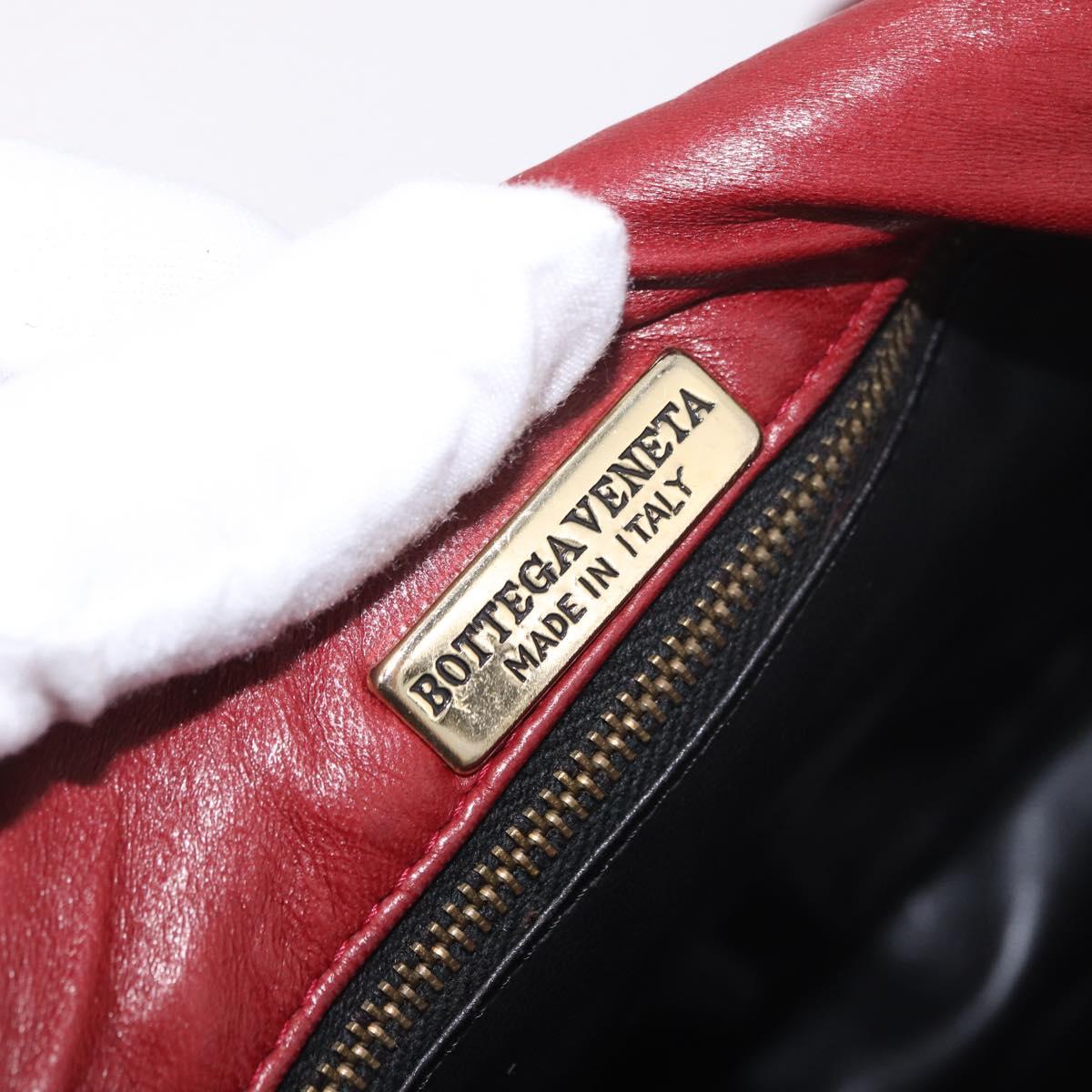 BOTTEGA VENETA INTRECCIATO Shoulder Bag Leather Red Auth 191059