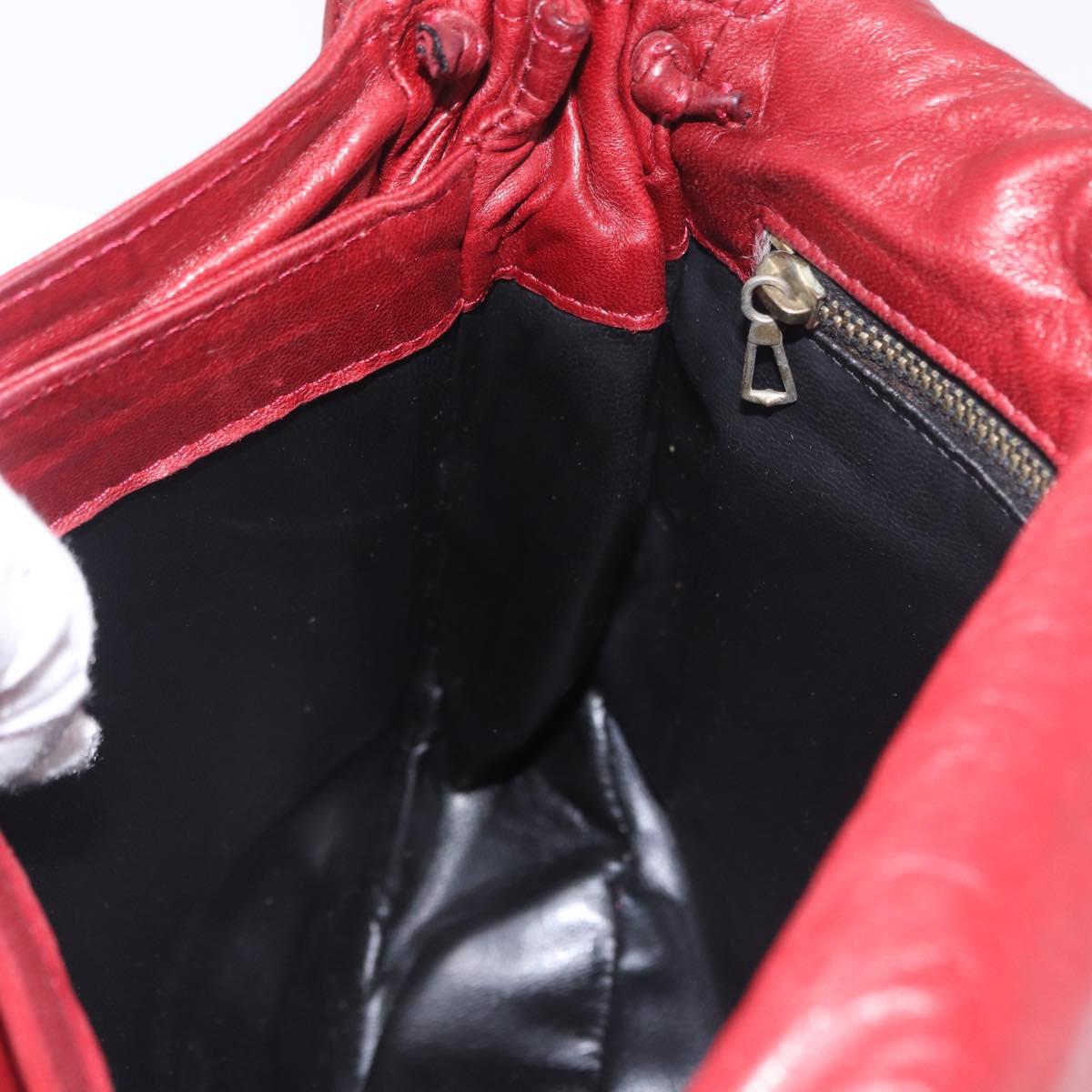 BOTTEGA VENETA INTRECCIATO Shoulder Bag Leather Red Auth 191059
