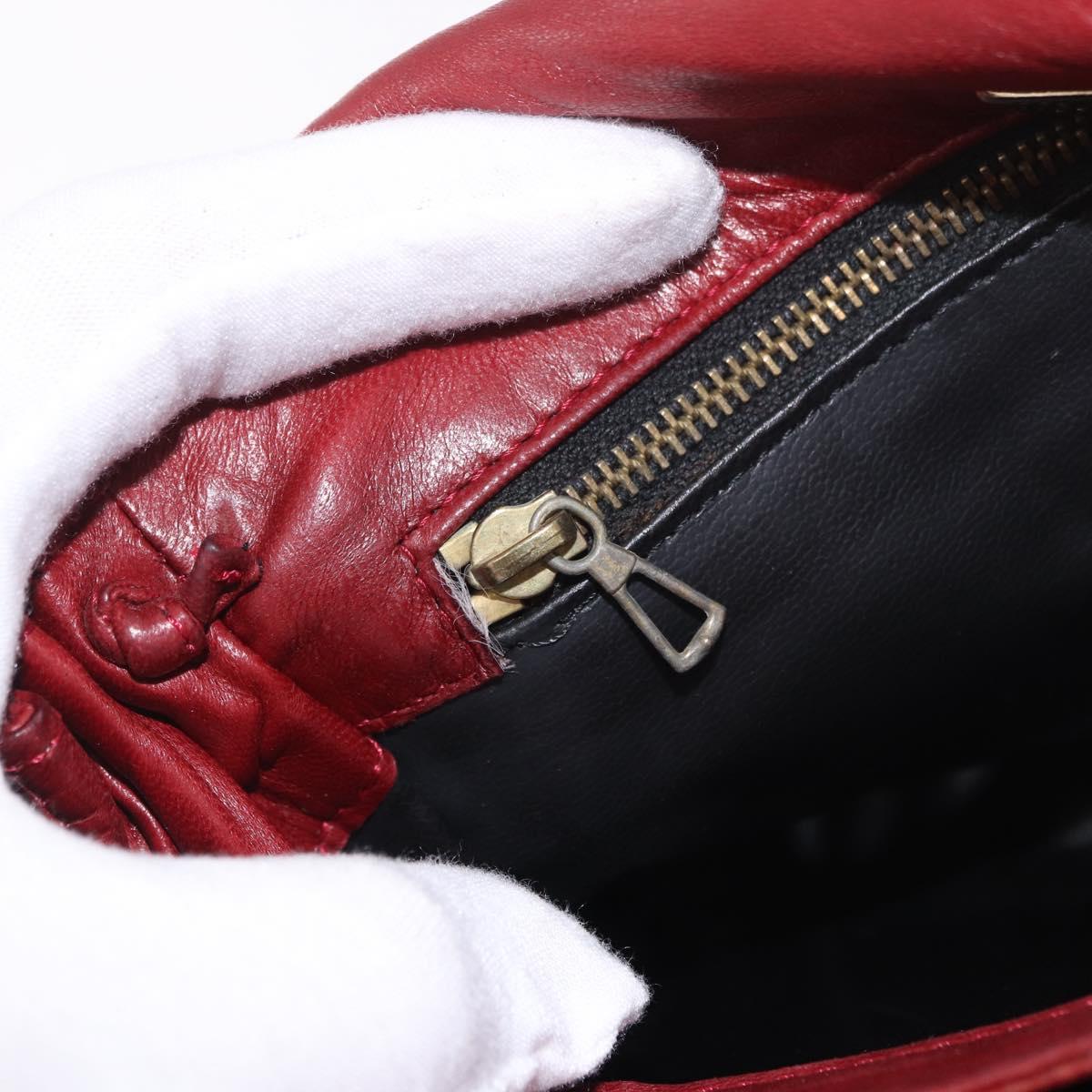 BOTTEGA VENETA INTRECCIATO Shoulder Bag Leather Red Auth 191059