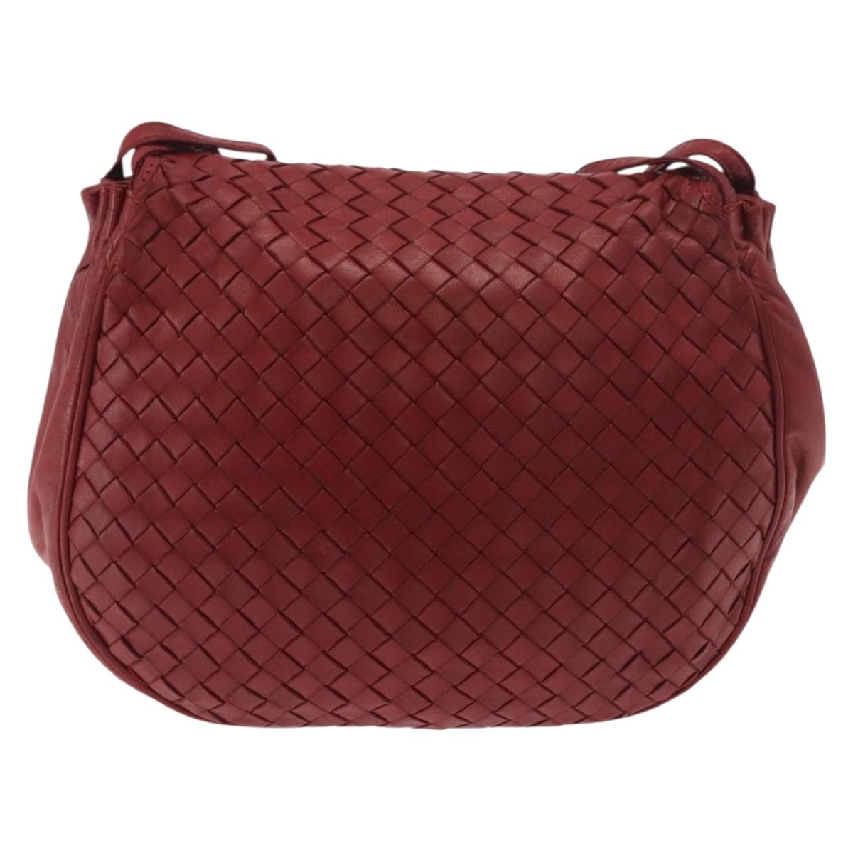 BOTTEGA VENETA INTRECCIATO Shoulder Bag Leather Red Auth 191059