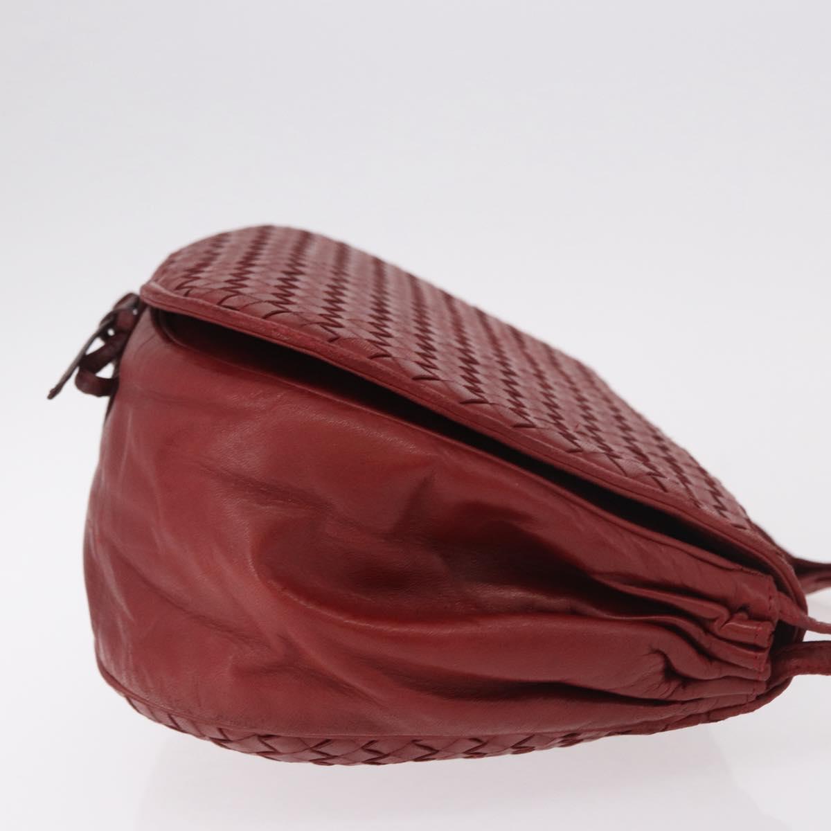BOTTEGA VENETA INTRECCIATO Shoulder Bag Leather Red Auth 191059