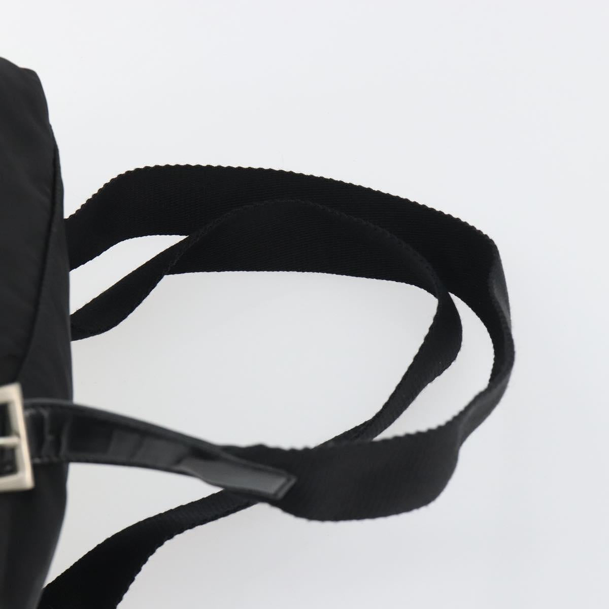 PRADA Nylon Backpack Black Silver Auth 191060A