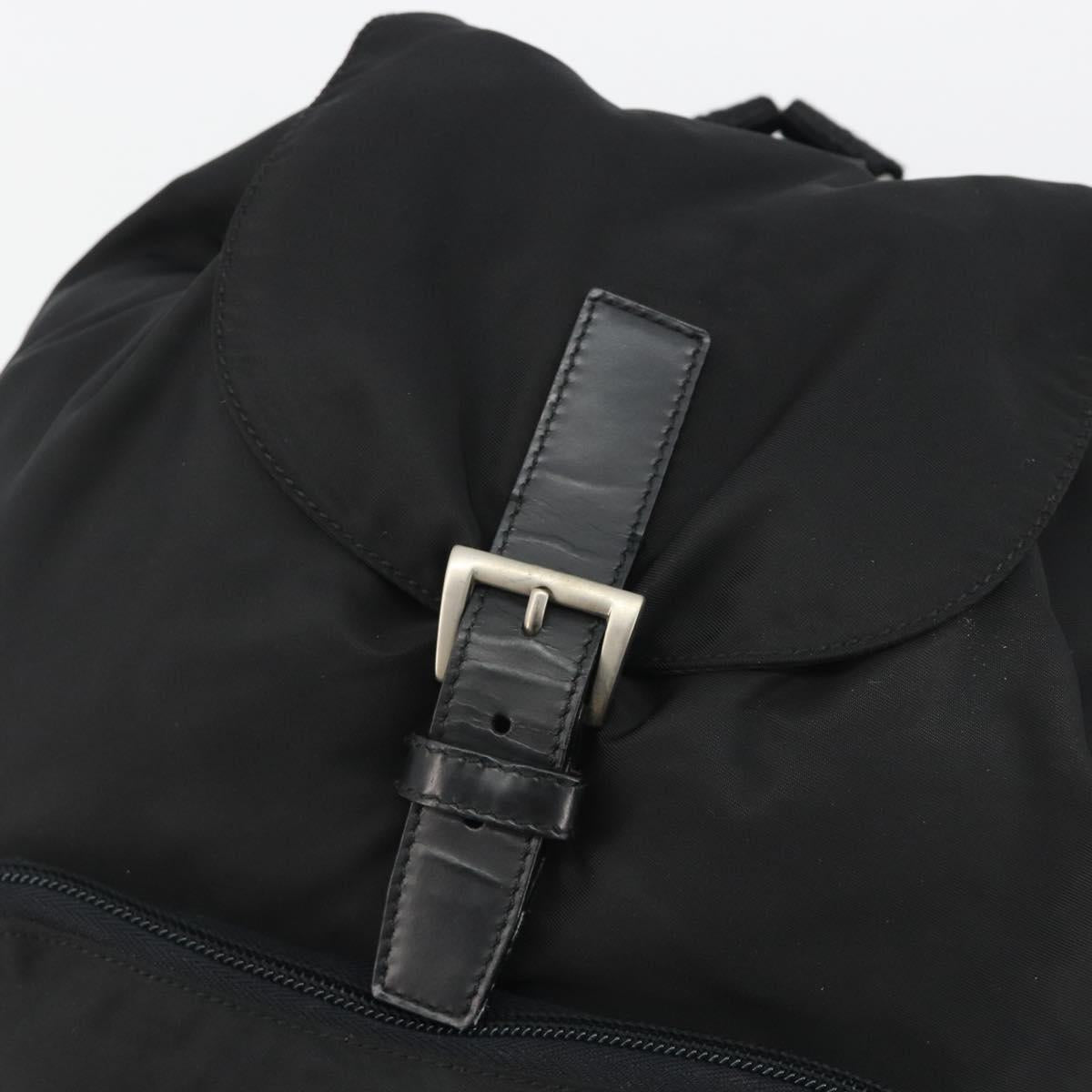 PRADA Nylon Backpack Black Silver Auth 191060A