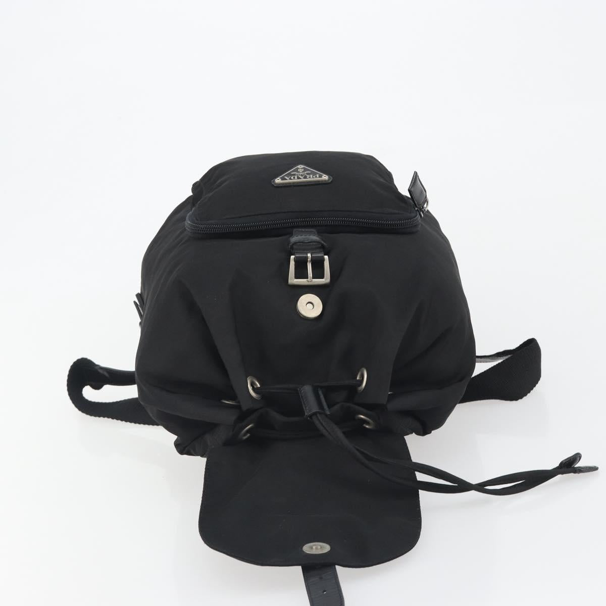 PRADA Nylon Backpack Black Silver Auth 191060A
