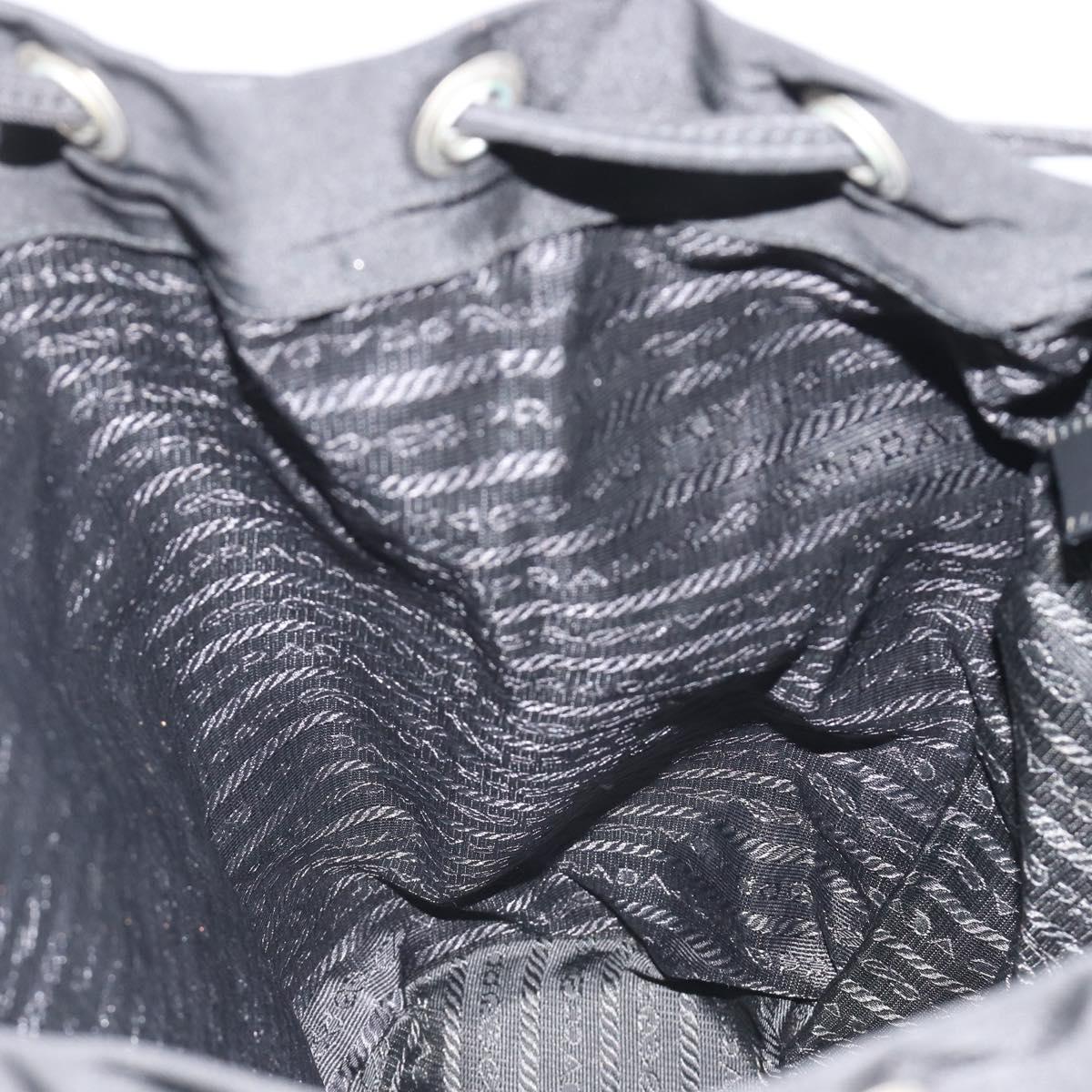PRADA Nylon Backpack Black Silver Auth 191060A