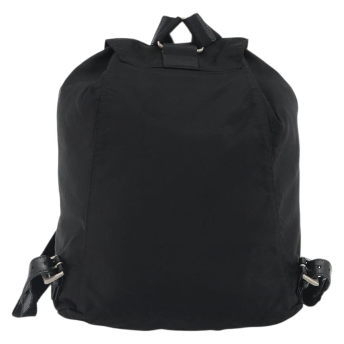 PRADA Nylon Backpack Black Silver Auth 191060A