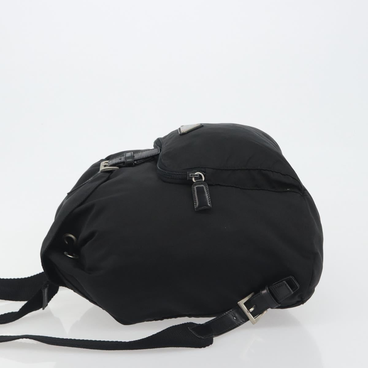 PRADA Nylon Backpack Black Silver Auth 191060A