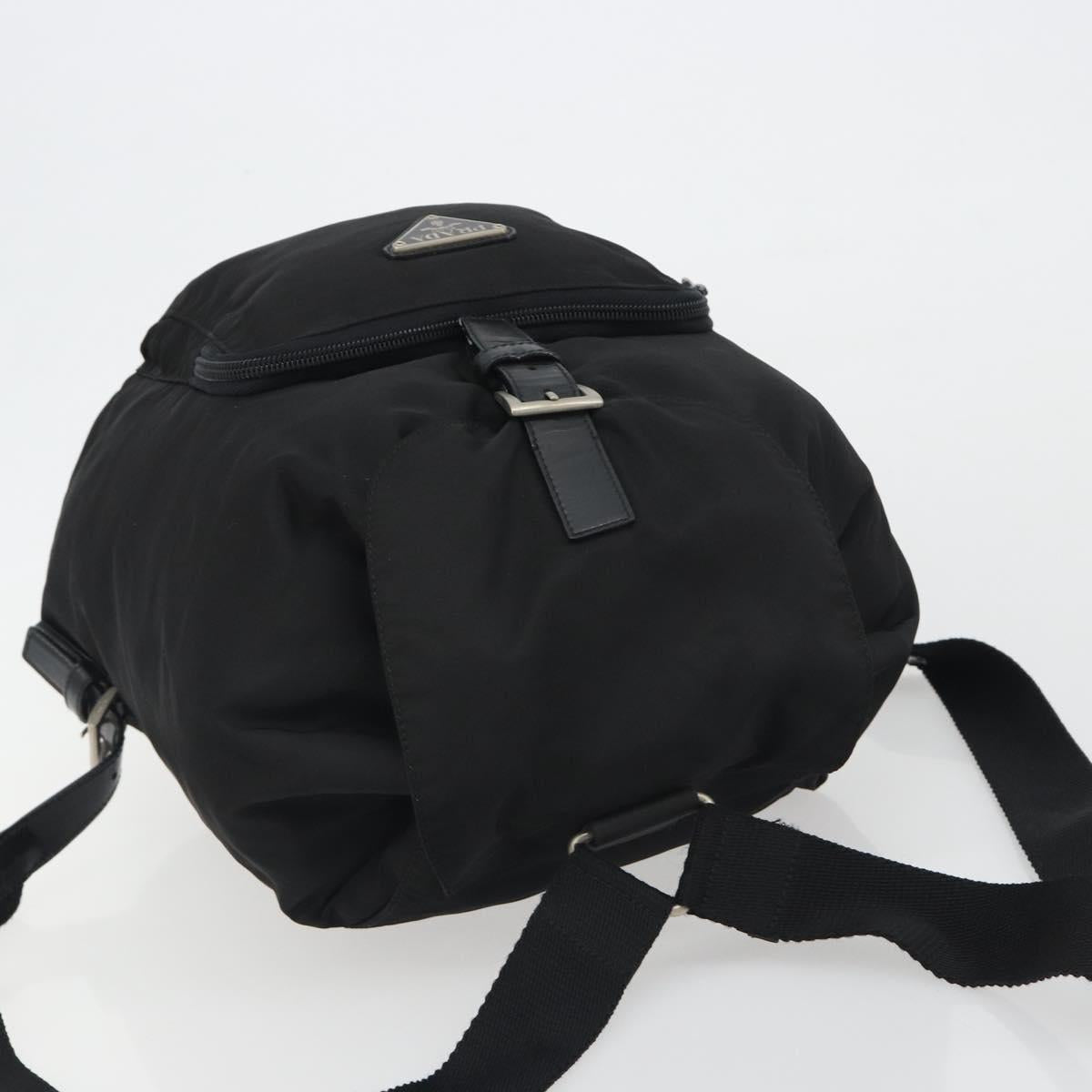 PRADA Nylon Backpack Black Silver Auth 191060A