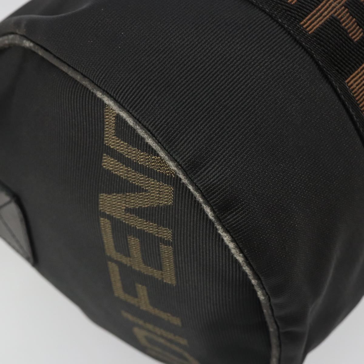 FENDI Hand Bag Canvas 2way Black Gold Auth 191061