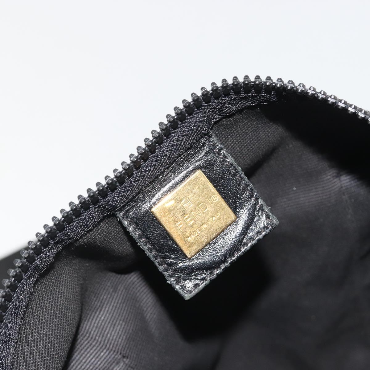 FENDI Hand Bag Canvas 2way Black Gold Auth 191061