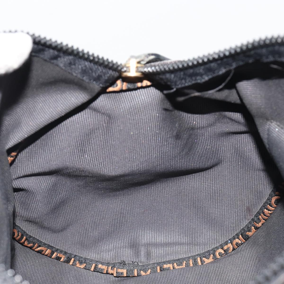 FENDI Hand Bag Canvas 2way Black Gold Auth 191061