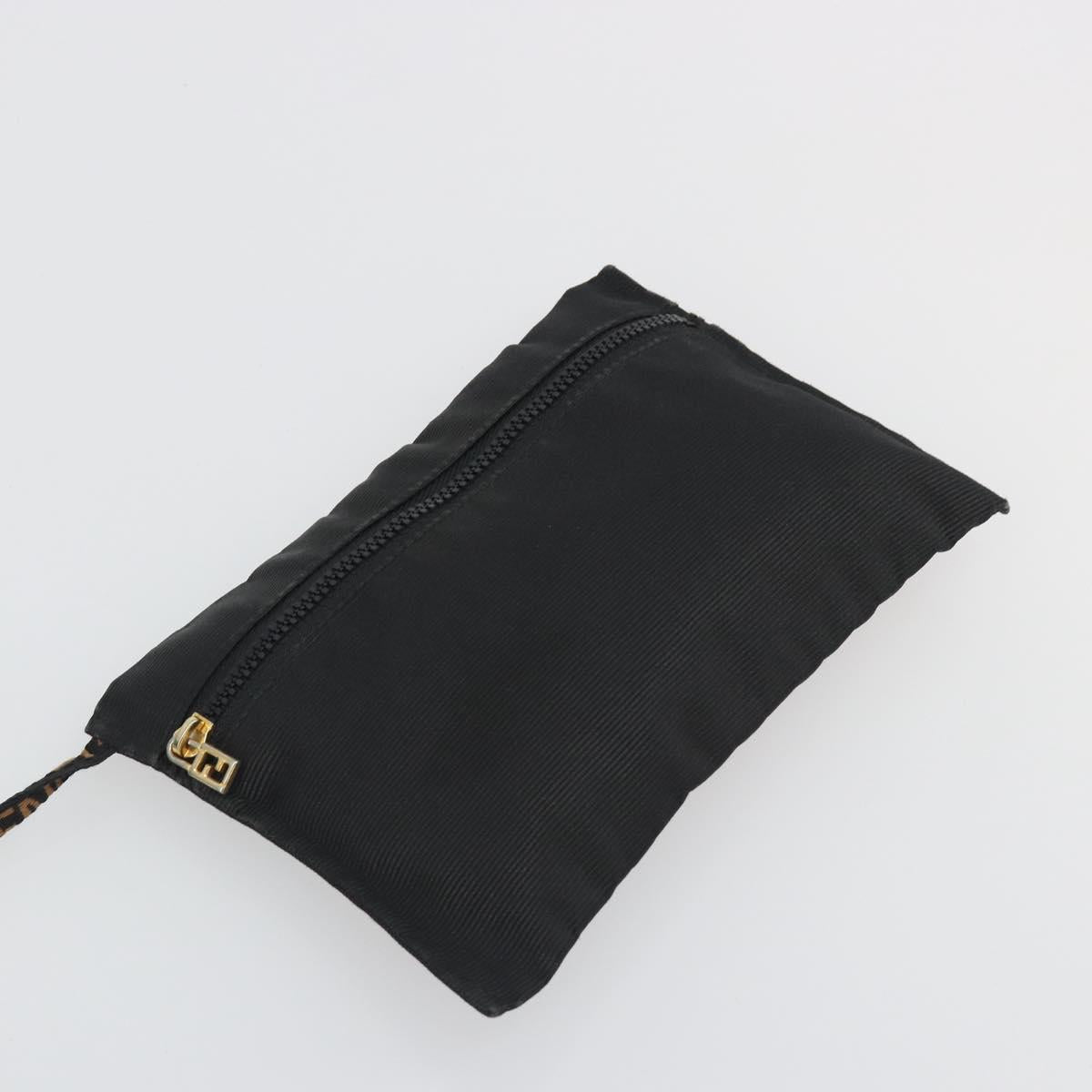 FENDI Hand Bag Canvas 2way Black Gold Auth 191061