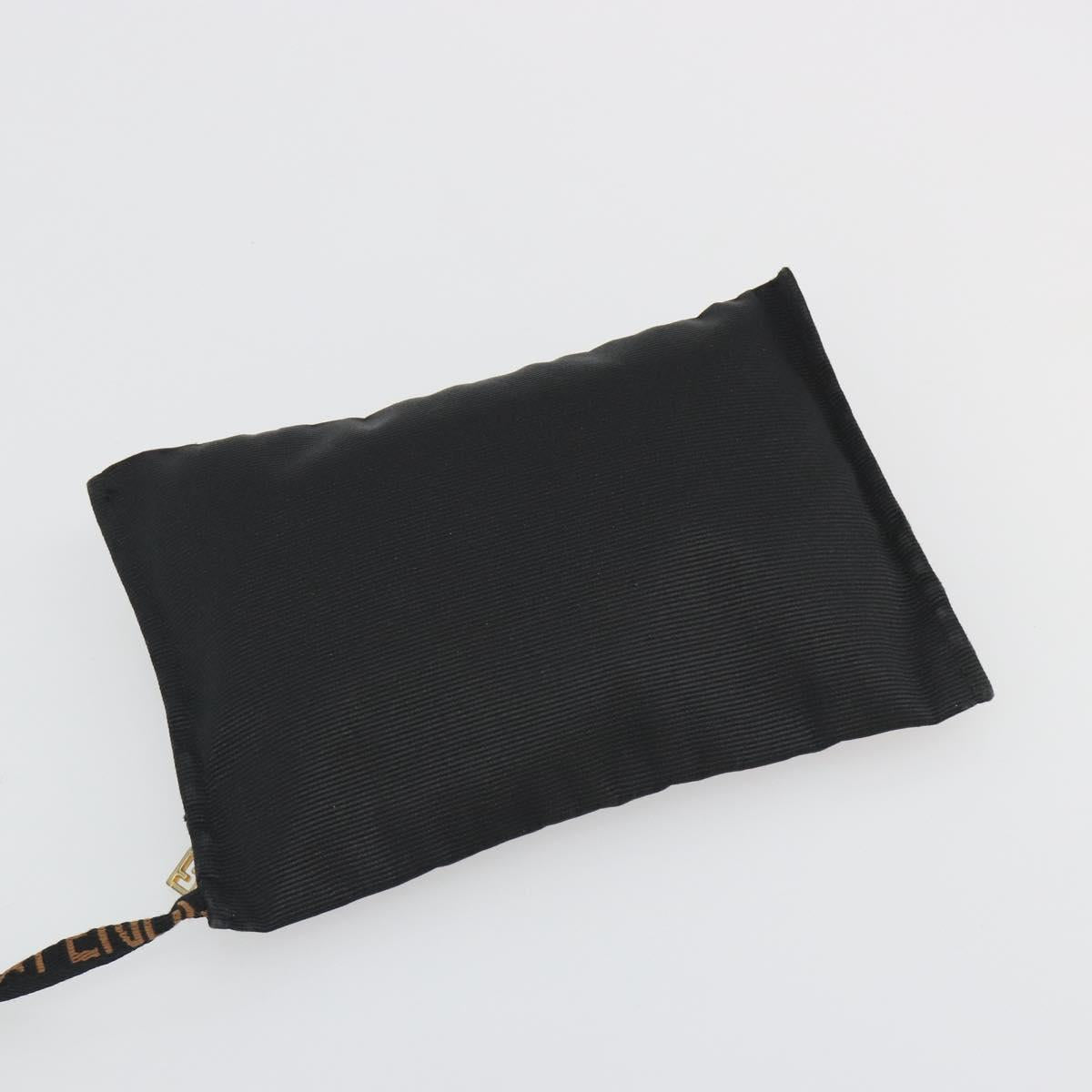 FENDI Hand Bag Canvas 2way Black Gold Auth 191061
