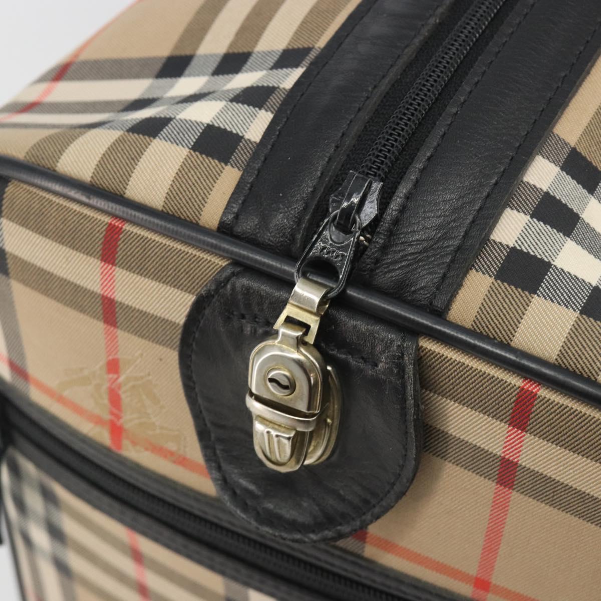 Burberrys Nova Check Boston Bag Canvas Beige Gold Auth 191064