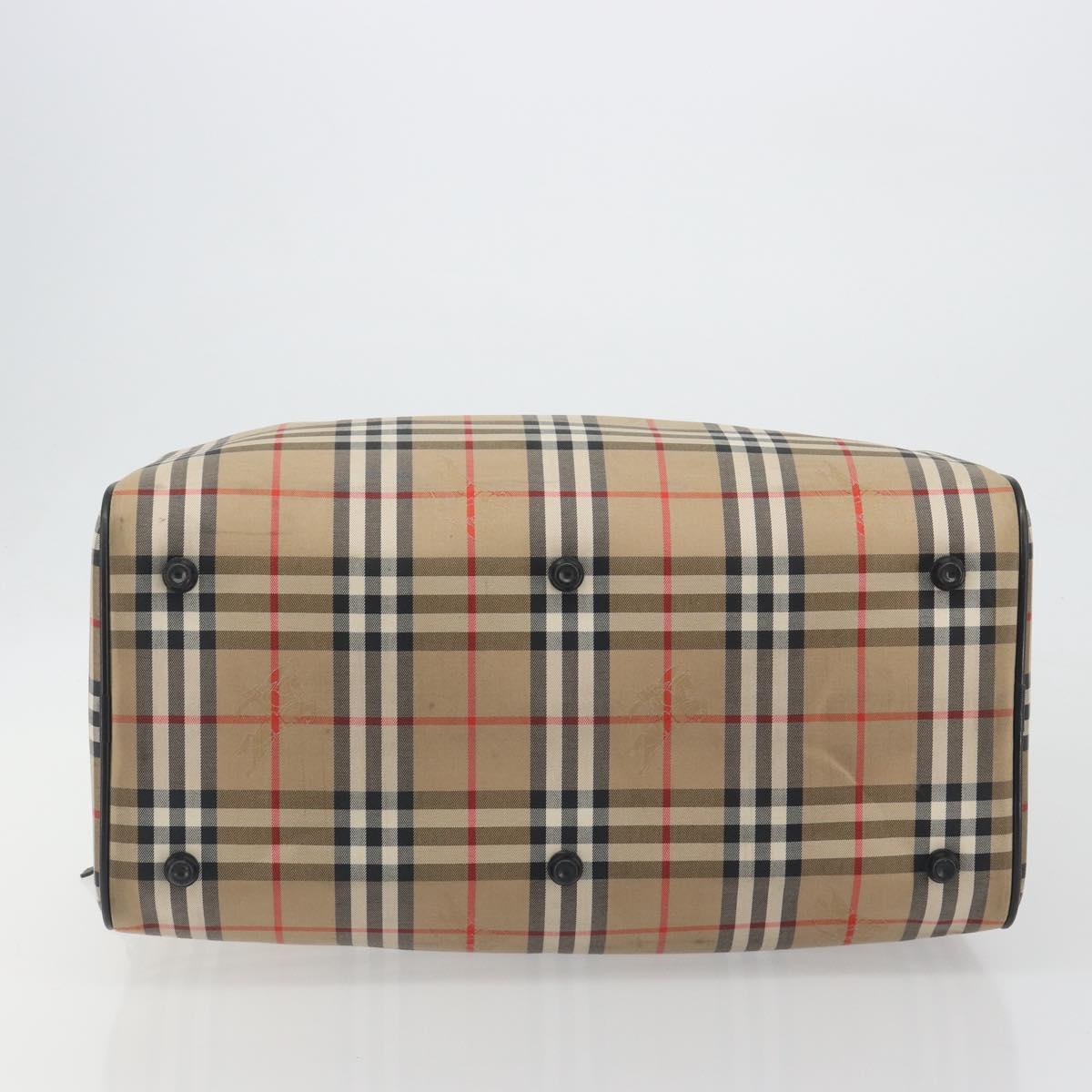 Burberrys Nova Check Boston Bag Canvas Beige Gold Auth 191064
