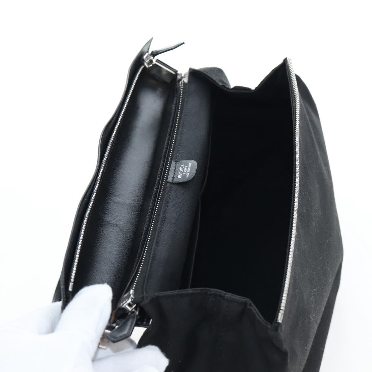 HERMES Yo Bag Bag Canvas Buffalo Skipper With Pouch Black Silver Auth 191068SAM