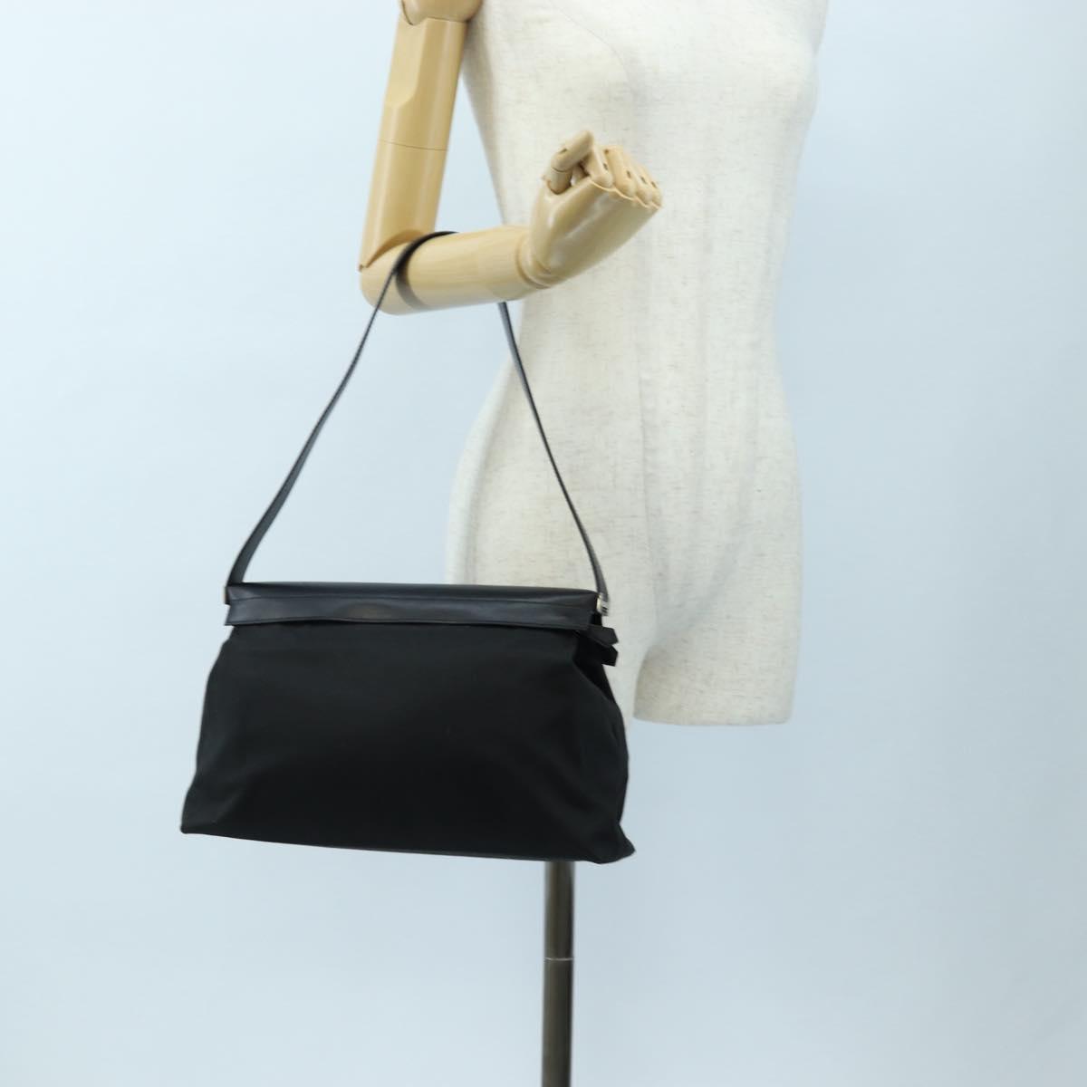 HERMES Yo Bag Bag Canvas Buffalo Skipper With Pouch Black Silver Auth 191068SAM