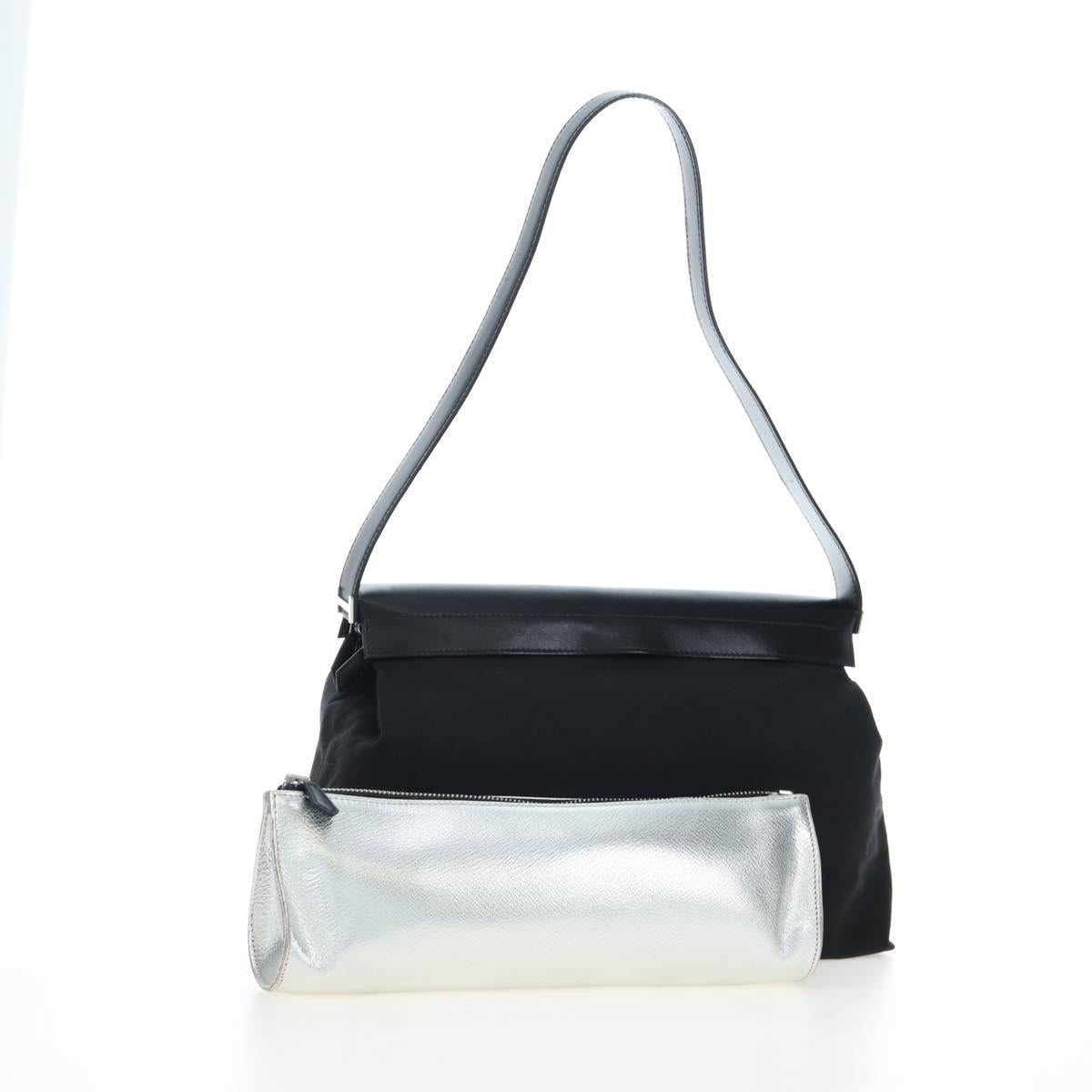 HERMES Yo Bag Bag Canvas Buffalo Skipper With Pouch Black Silver Auth 191068SAM