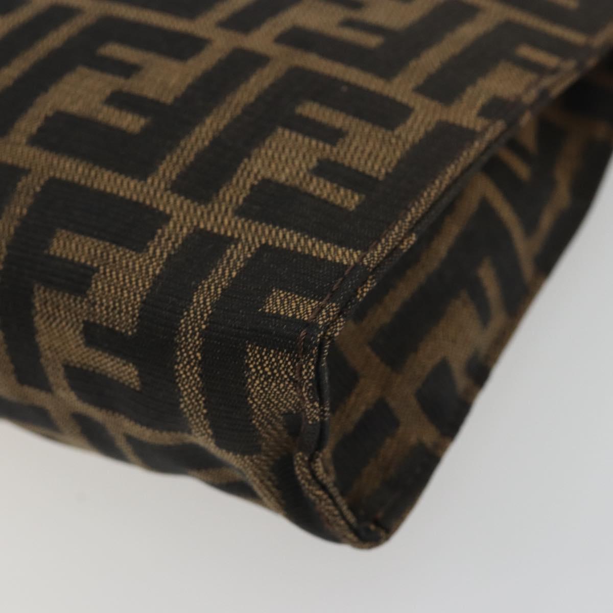 FENDI Zucca Canvas Pouch Black Brown Auth 191070