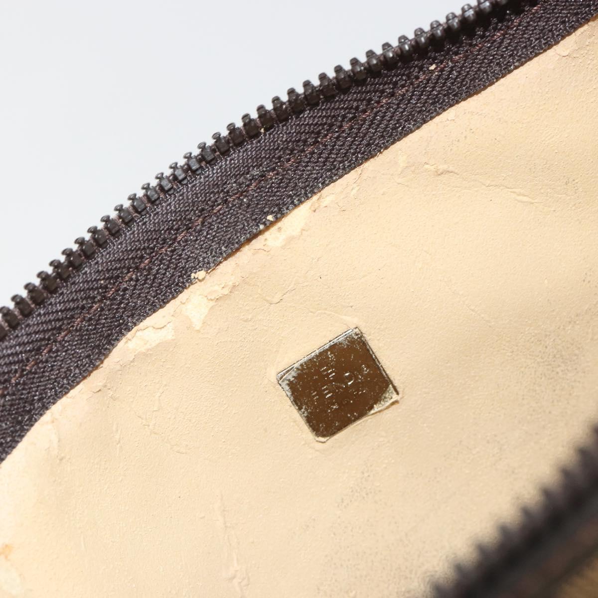FENDI Zucca Canvas Pouch Black Brown Auth 191070