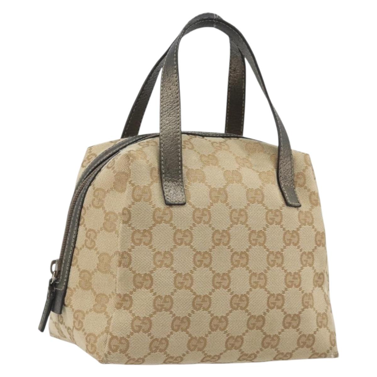 GUCCI GG Canvas Hand Pouch Beige 124542 Auth 191071