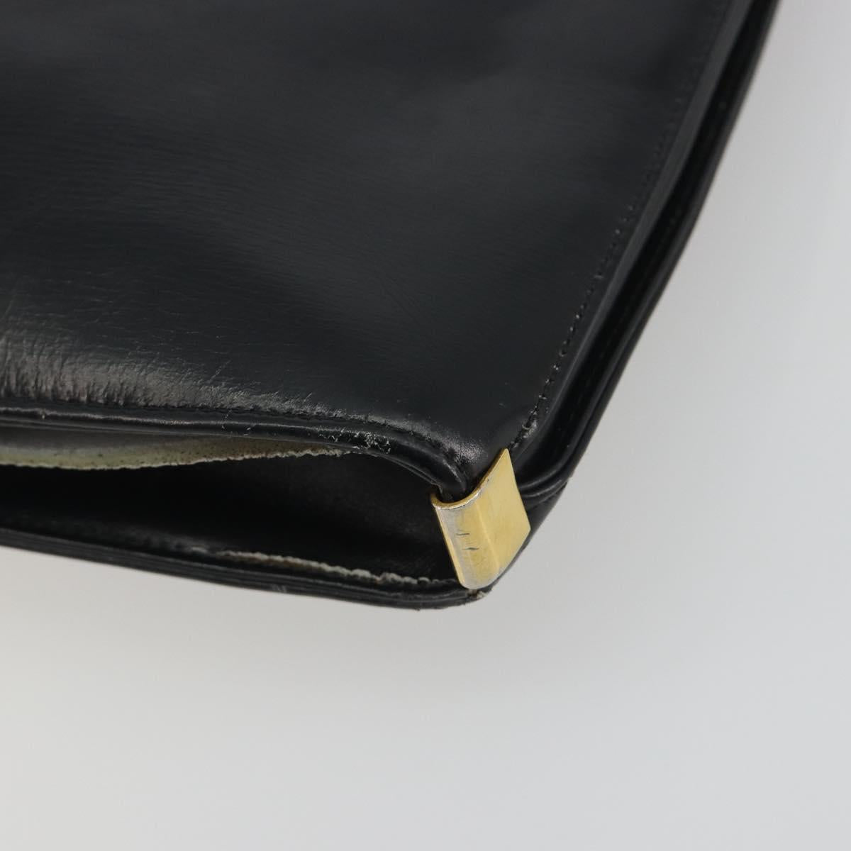 Christian Dior Shoulder Bag Calf Skin Black Gold Auth 191075